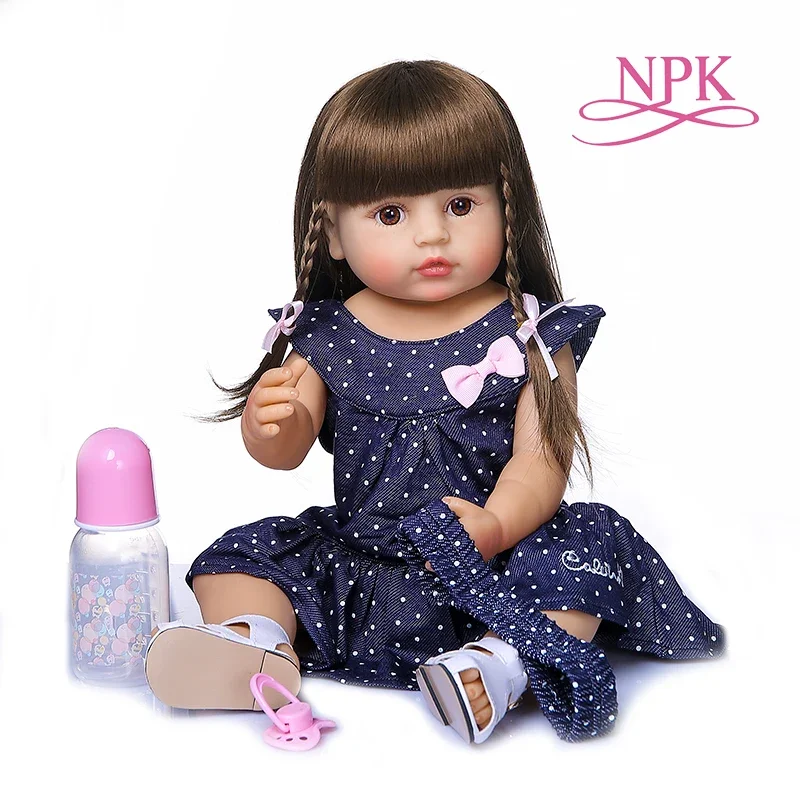 

55CM original NPK reborn baby toddler gir very soft full body silicone doll bath toy