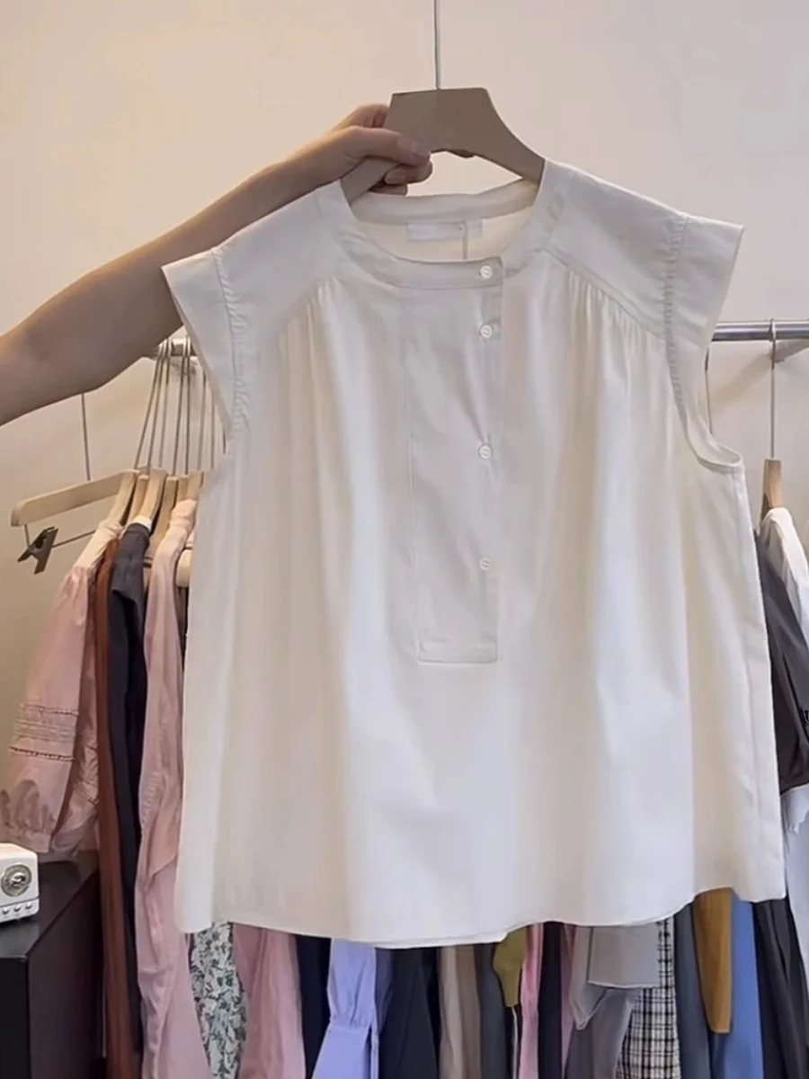 Lässige, lockere Damenweste, Sommer 2023, faionable, schlankmachend, rund, Ne Svel irt Flng Sve Sle, bequeme Passform, irt