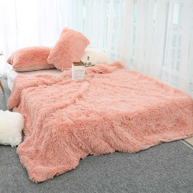 Lamb Wool Warm Fur Blanket Super Soft Cozy Fleece Couch Sofa Blanket Cute Girls Women's Blanket for Extra Warmth And Comfort