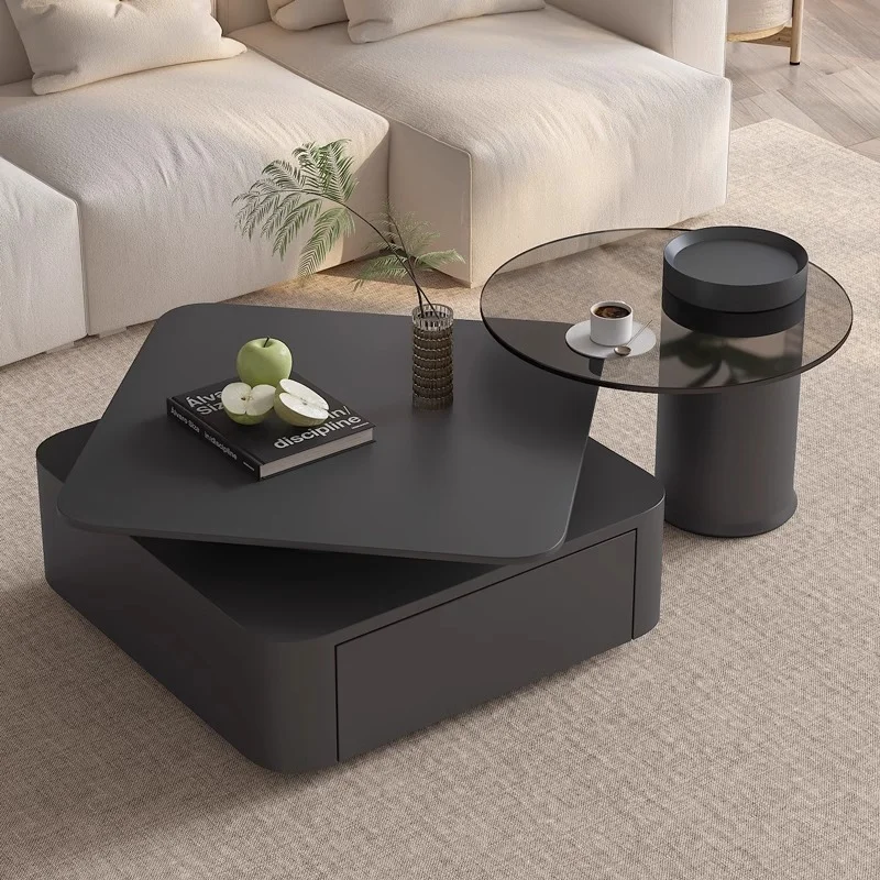 

# Light Luxury Rock Slab Combination Coffee Table Living Room Home Black Minimalist Italian square Coffee Table