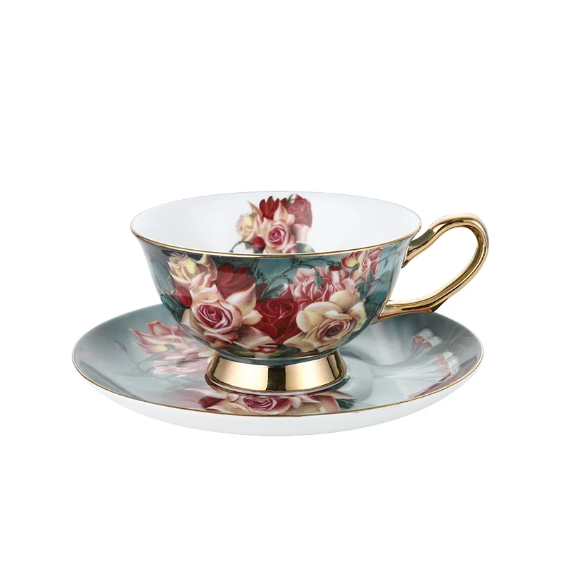 Nordic Style Creative Flowers Ceramic Cups and Saucers Set Tableware High-grade Cups and Saucers Exquisite Coffee Cup Gift Box.