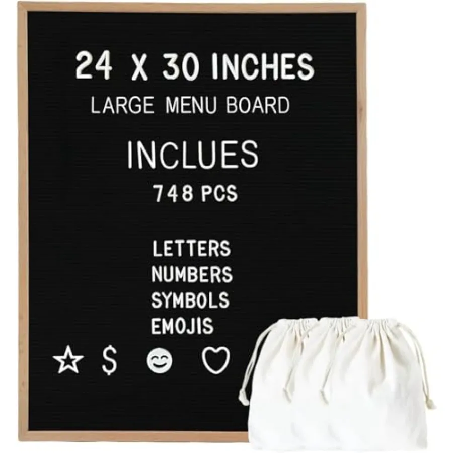 

Large Felt Letter Board 24x30 Inch with 748 letters Menu Board Letter Felt Board Message Board Changeable Letter Board Black Le