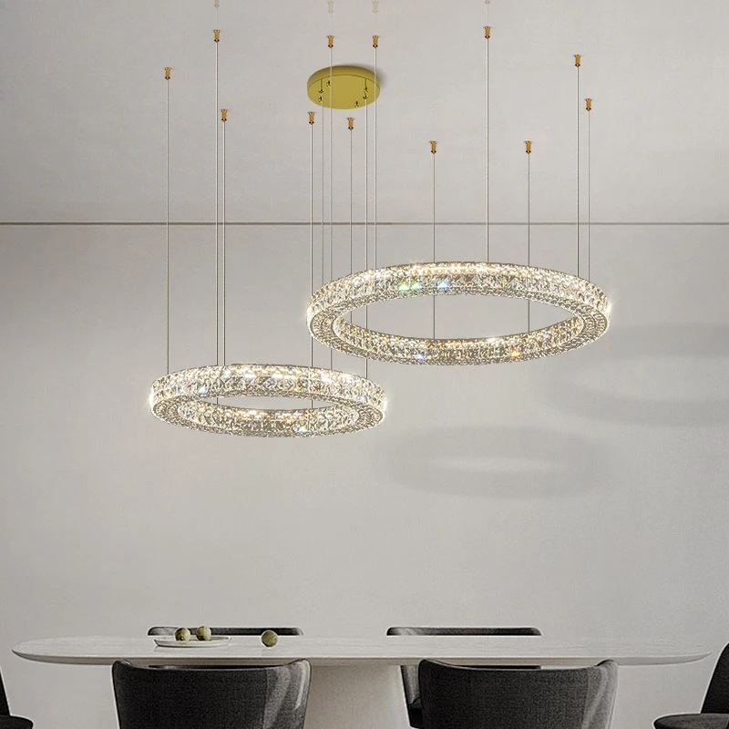 Designer Living Room Pendant Light Luxury Style 2025 New High-end Atmospheric Circular Crystal Pendant Light Living Room Main Li