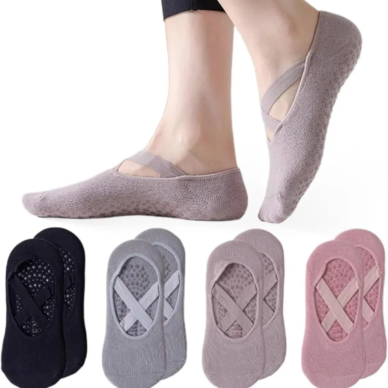 Women's Non Slip Crisscross Strap Yoga Socks Open Toe Breathable Grip Socks for Pilates Barre Dance Fitness Workout Sports Sock