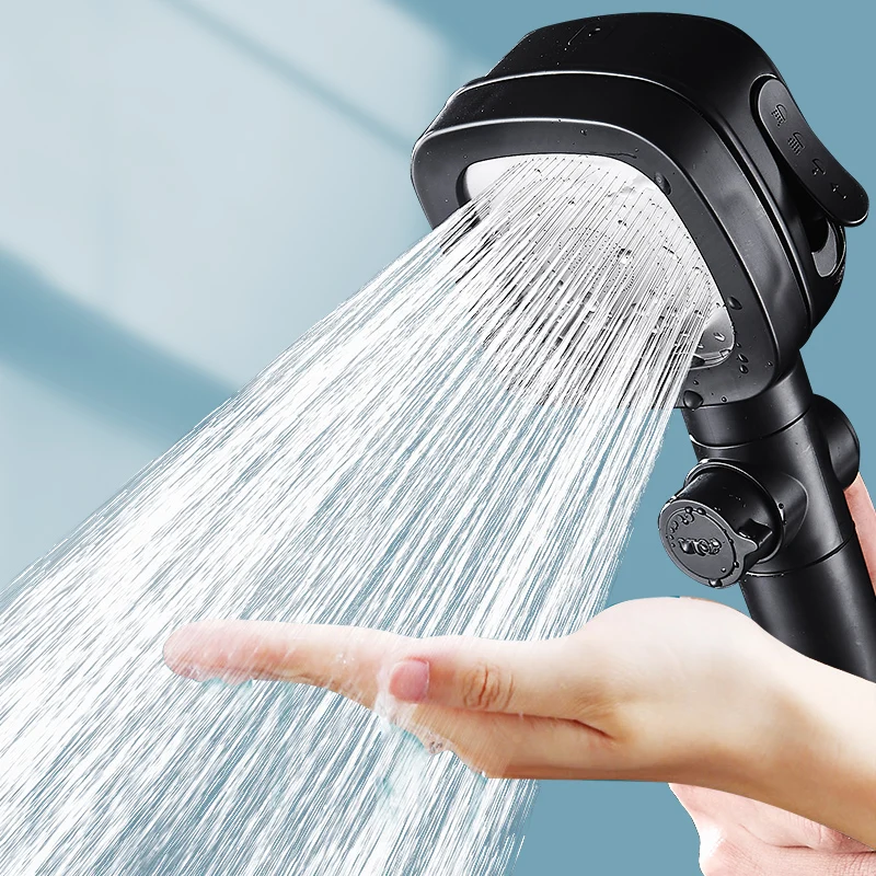 Pressurized Adjustable 4 Function Shower Head With One Key To Stop Water Saving Hand Hold Spray Nozzle Bathroom Accessories