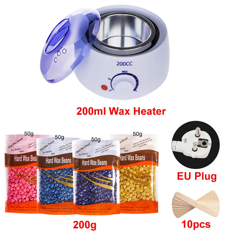 Wachsheizung, Wärmemaschine für Haarentfernung, Enthaarung, Wachs, Epilierer, Paraffinentopf und Holzstäbchen-Set