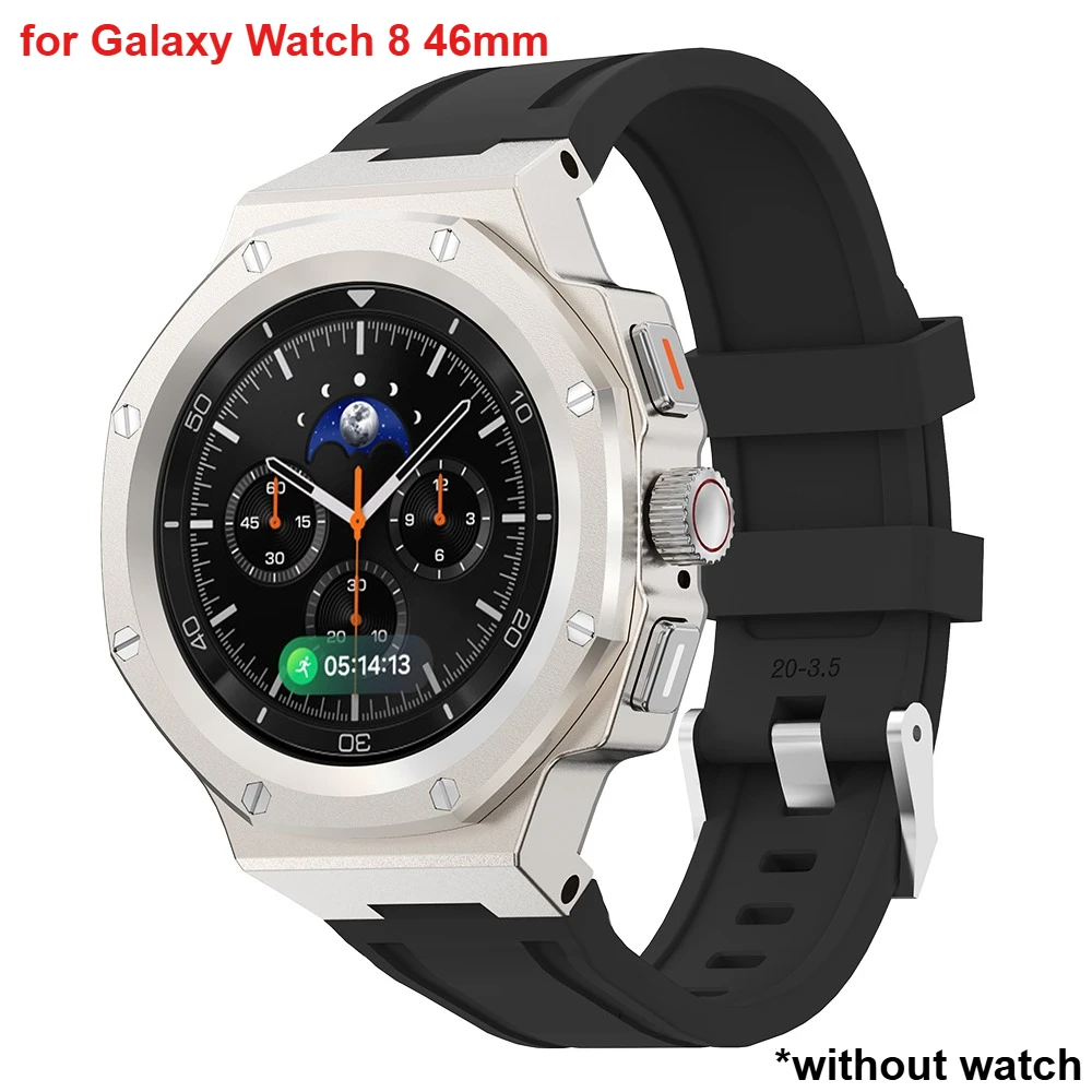 Luxe Mod Kit Voor Samsung Galaxy Horloge 8/8 Classic 40/44/46mm Legering Metalen behuizing Siliconen Band Volledige Cover Bescherming Band Set