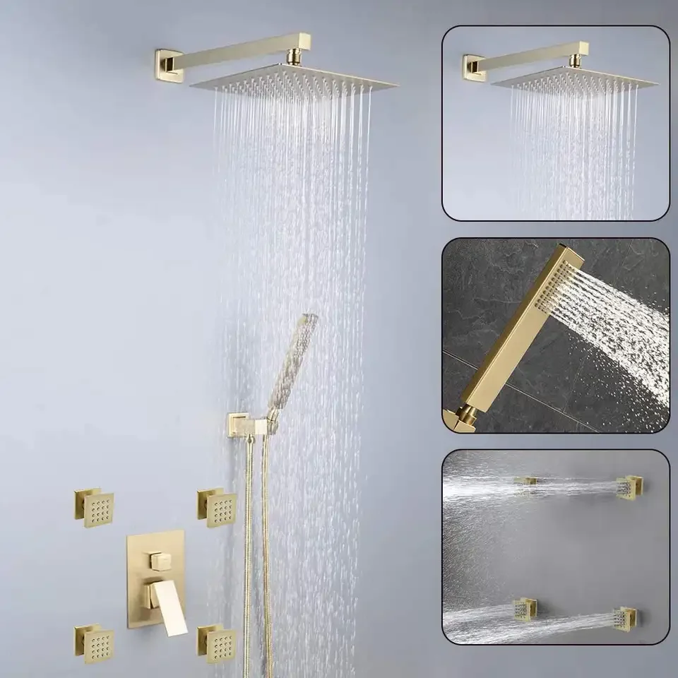 6 Piece Body Jet Sprayer Kit Nordic Rain Modern Combo Set Wall-Mounted Waterfall Shower System With Rough-in Valve