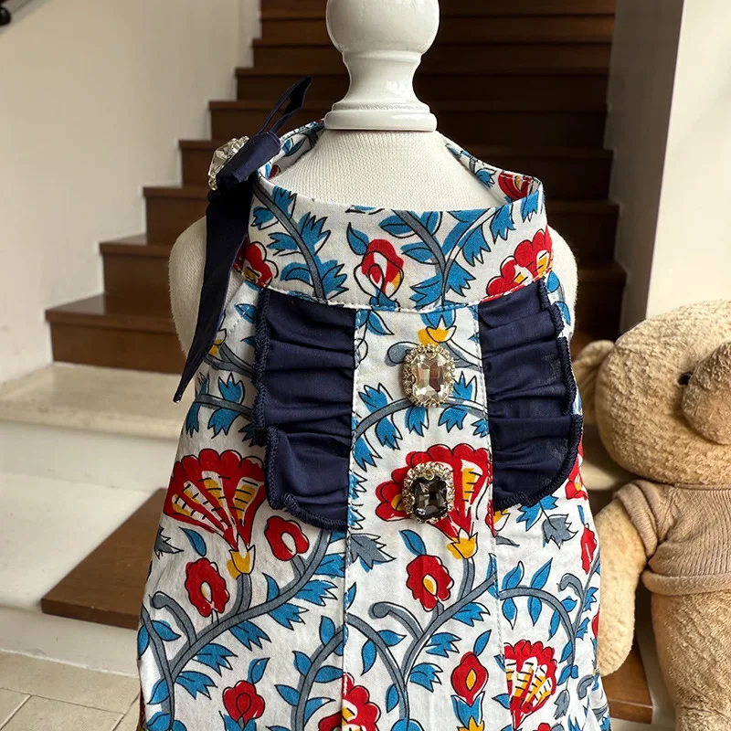 Disfraz vestido princesa floral para perros pequeños con volantes - imagen 3