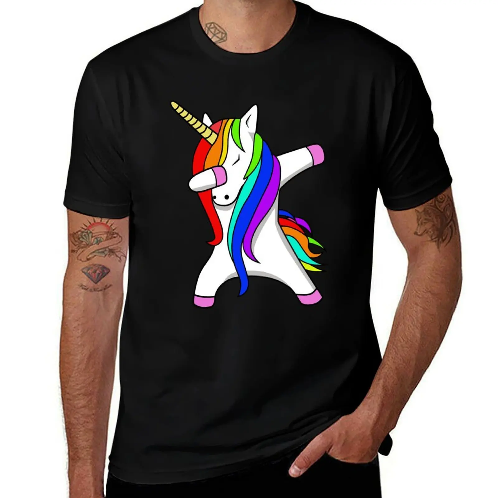 Funny Dabbing Unicorn Dance Unicorns Dab T-Shirt Basic Regular Fit Casual T-Shirt