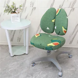 Elastic Double Back Children Study Chair Cover Elastic Student Writing Rotating Lift Chair Protector Cover Seat Backrest Case