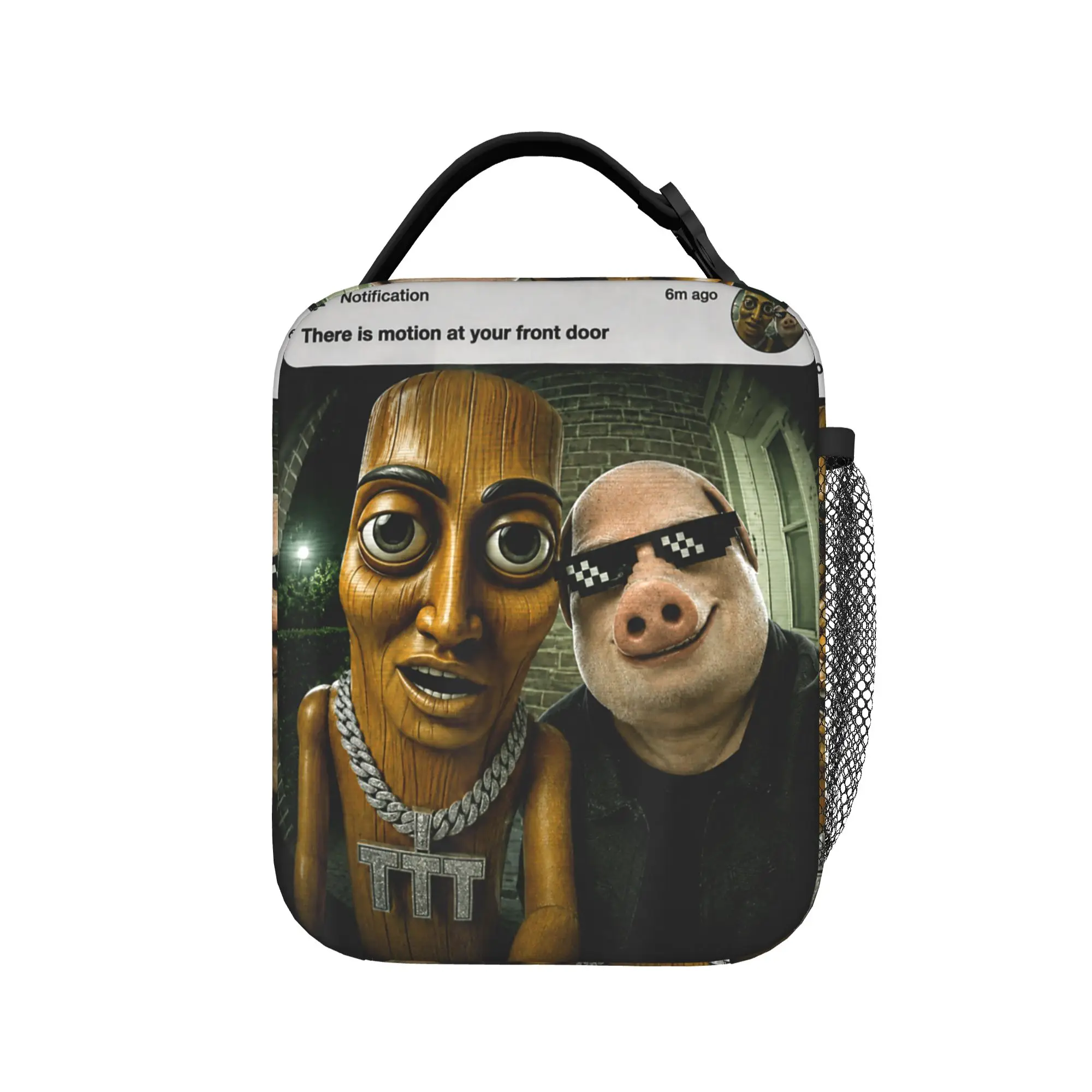 John Pork Triple T There is Motion Lunch Bag  Casual Lunch Box School Convenient Thermal Tote Handbags Child Oxford Cooler Bag