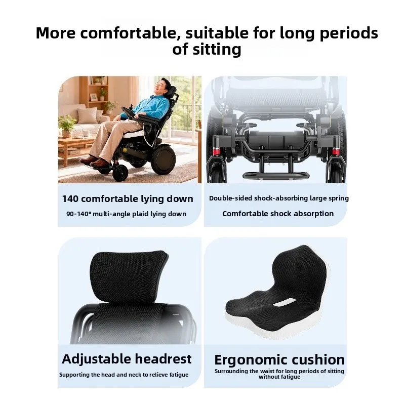 Medical electric wheelchair reclining elderly scooter lightweight folding automatic intelligent remote control wheelchair