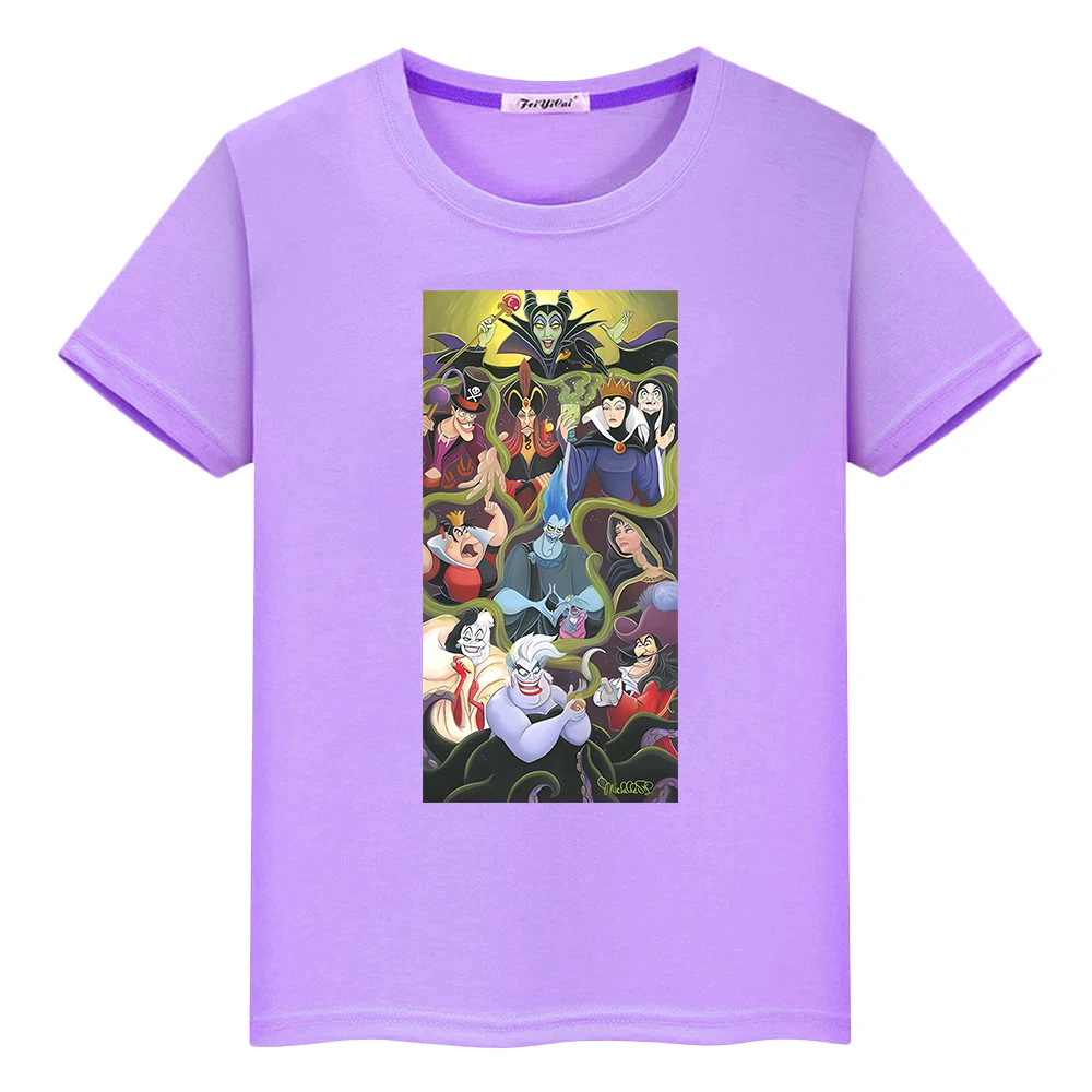 

Halloween cartoon Tops Evil Queen Mys print t shirt for kids boy 10years 100%Cotton Tees y2k Anime Short kids clothes girls