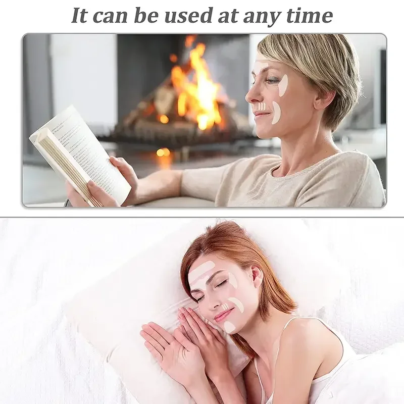 Wiederverwendbares Anti-Falten-Pflaster-Set aus Silikon für Gesichts- und Halsfalten für die Verwendung über Nacht, Stirn, Lächeln, Liness Paches