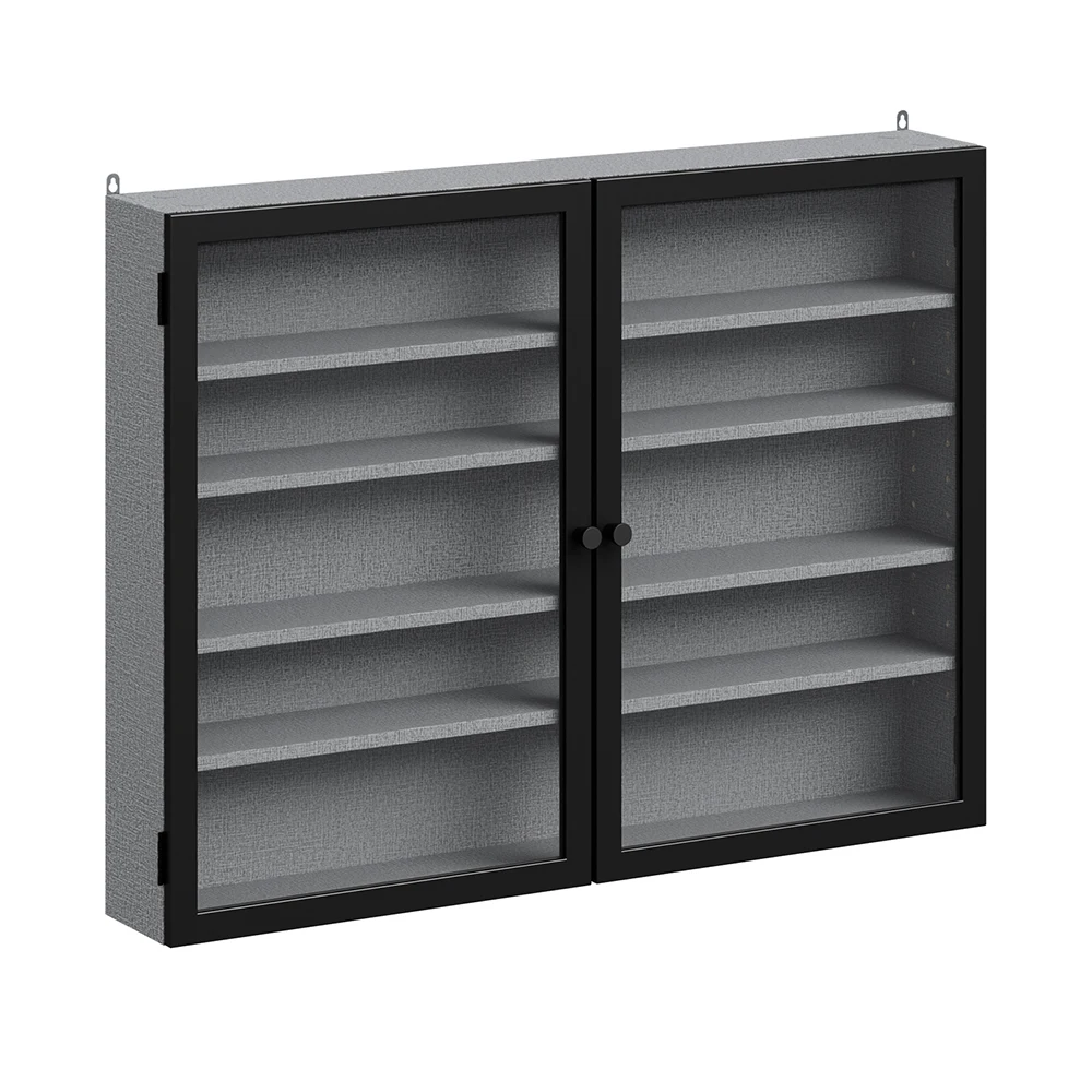 SoBuy FSB113-DG Vetrina a Parete da Collezione Grigia con Ante in Vetro, Pensile Stretto con 4 Ripiani Regolabili 80×12.2×60 cm, Portata 10 kg