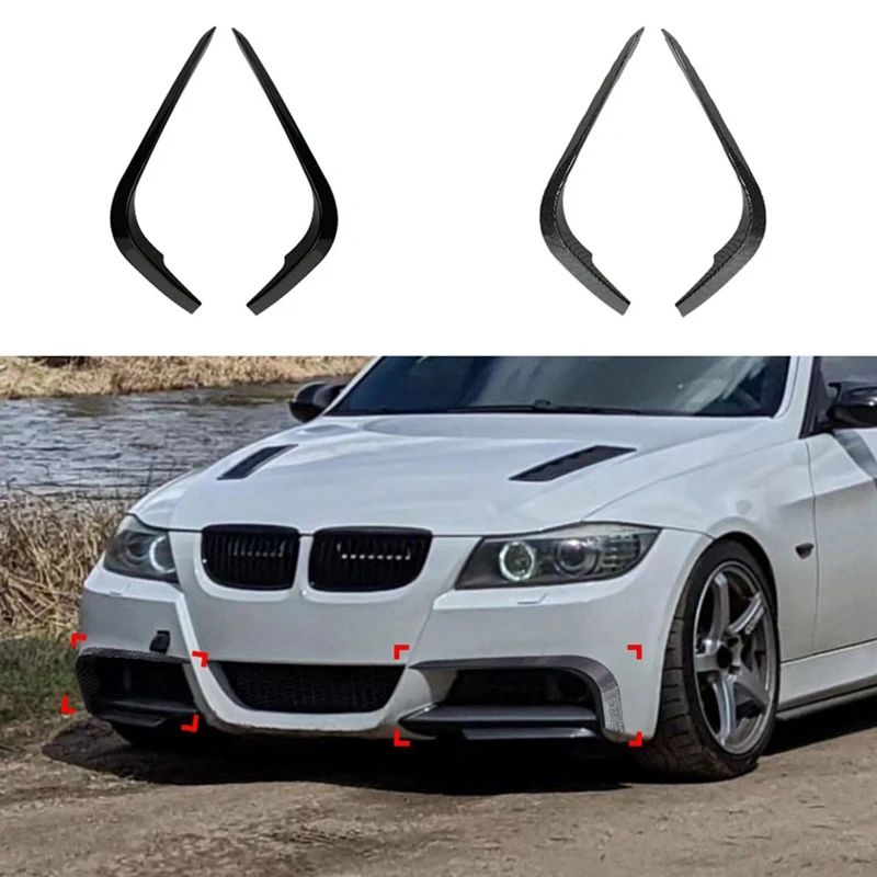 Car Front Bumper Lip Splitter Spoiler Strips For BMW 3 Series E90 E91 M Sport 2005-2008 Air Knife Trims