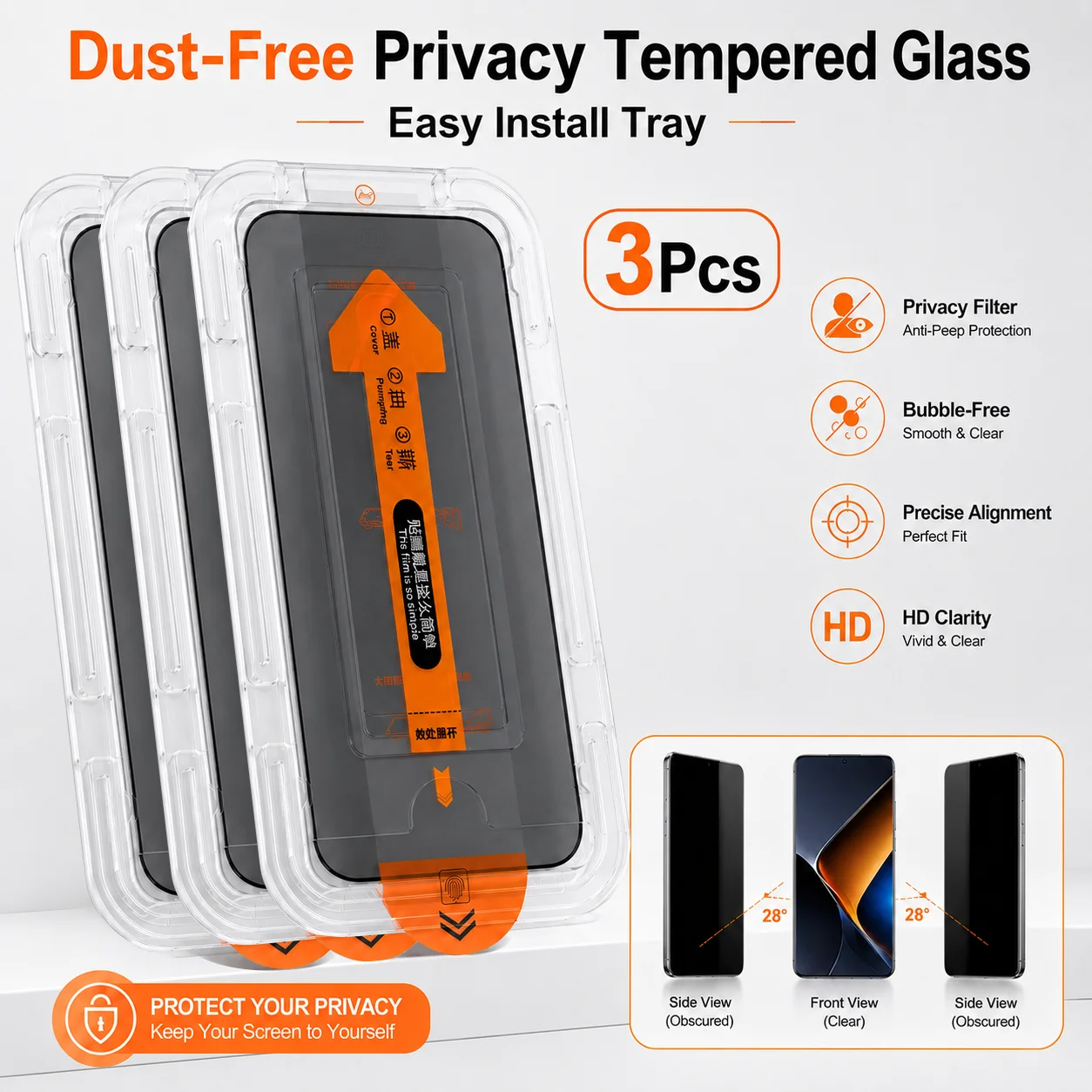 3 szt. Folia ochronna na ekran chroniąca przed podglądaniem do iPhone 17 16 15 14 13 12 11 Pro Max, szkło…