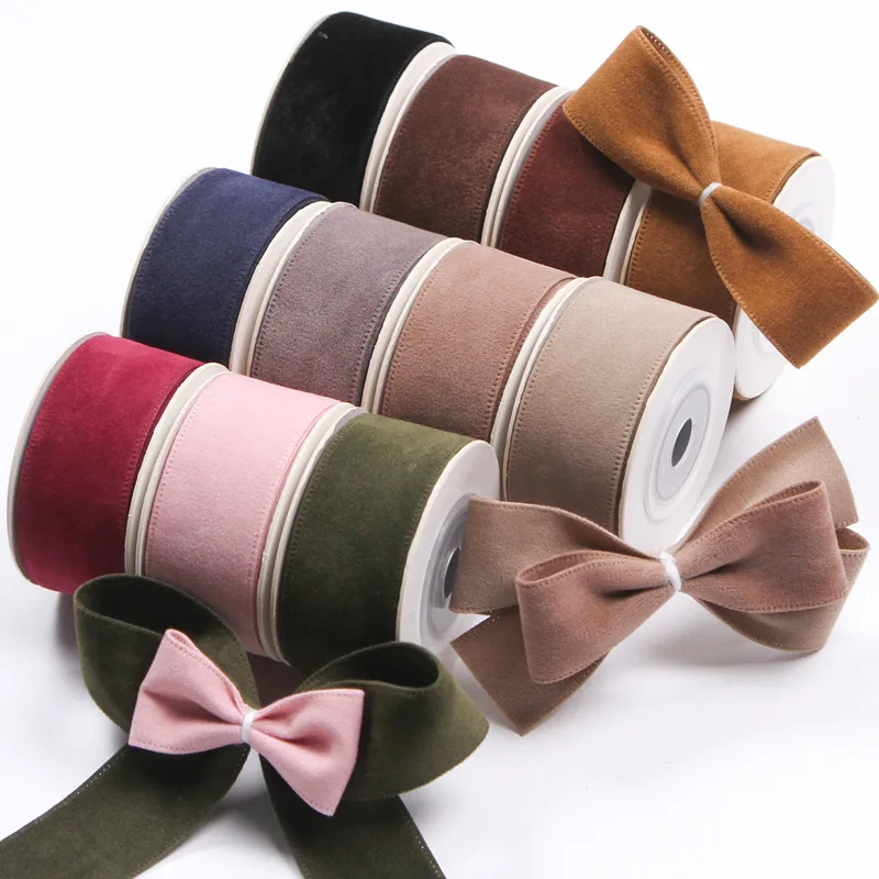 

High-End Deer Skin Velvet Ribbon Caramel Velvet Sa Handmade DIY Knot Hair Accory Material Satin Ribbon