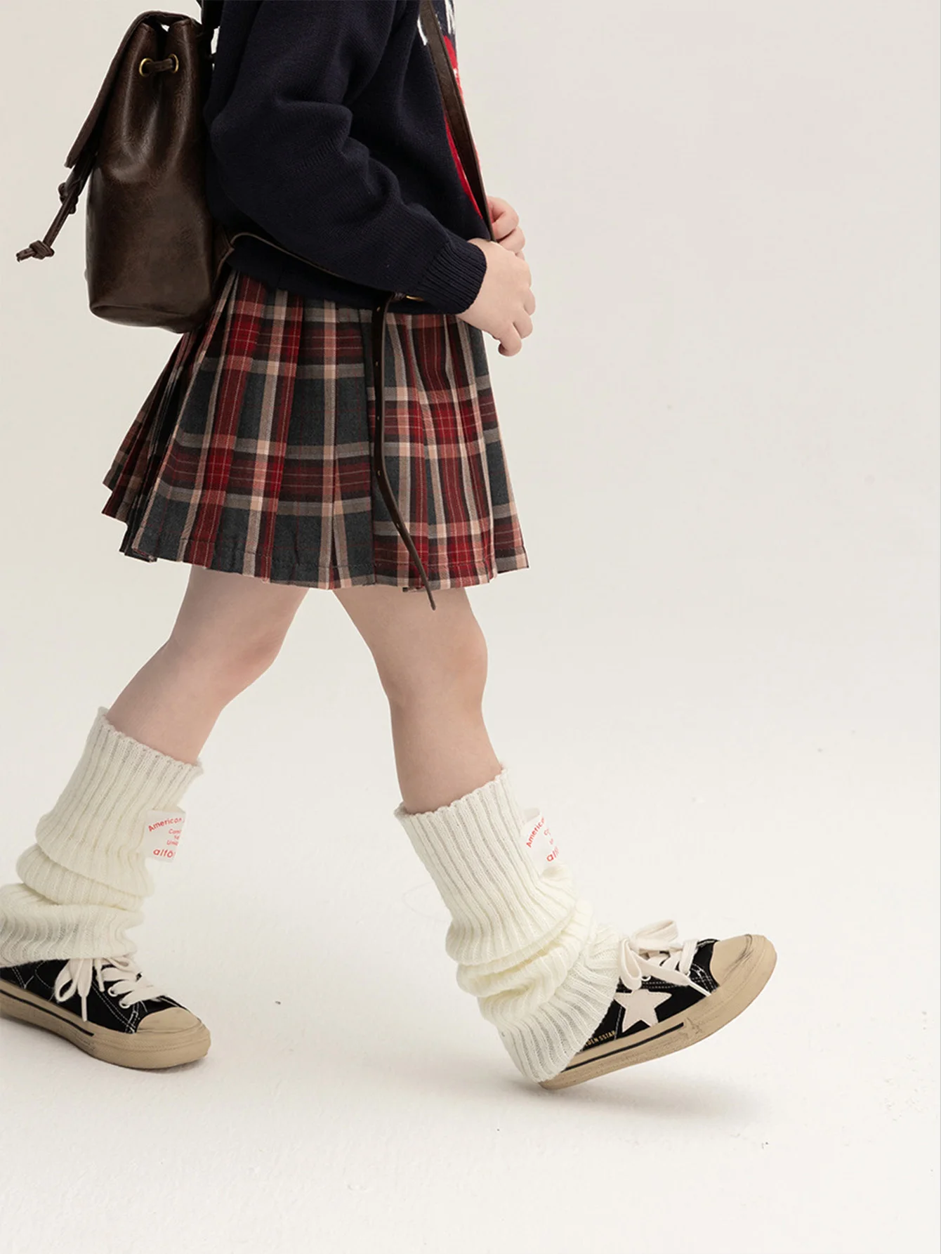 1 piece college style retro red and black plaid bustier pleated skirt girls little kids spring, summer and fall