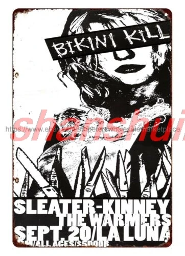 MAI 1990s Bikini Kill, Sleater-Kinney La Luna Concer metal tin sign cool wall decor