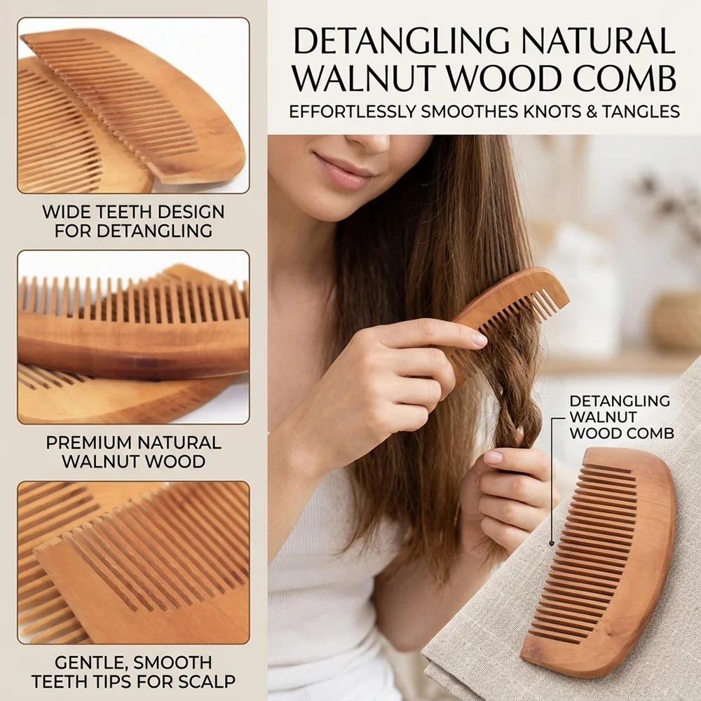 

Набор из 10 антистатических расчесок для волос из натурального персикового дерева с гравировкой, для массажа кожи головы, ухода за волосами, деревянная расческа-стайлер