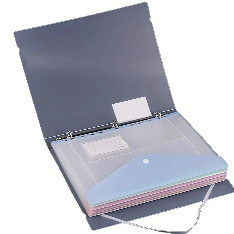 6 bolsillos expandibles para archivador, 11 orificios A, para archivador de 2/3/4 anillas, carpeta de plástico con apertura lateral y cierre a presión