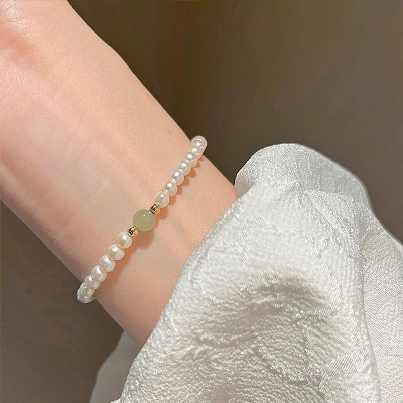 Mini Small Rice Pearl Bracelet female Hotan Jade Female Beads Chain Bracelet Jewelry For Women Birthday Gifts