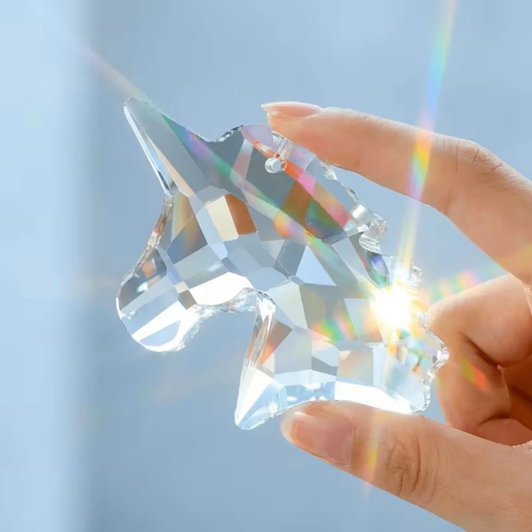 Crystal Unicorn Dream Catcher - Hanging Prism Sun Catcher, AB/ Clear Color, Window Home Decor, Birthday Christmas Gift for Her