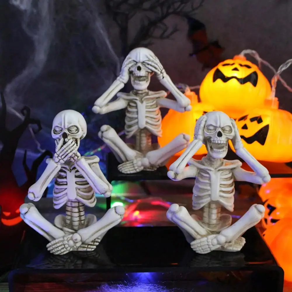 Funny Halloween Hanging Skeleton Ornament Don't Hear, Don't See, Don't Tell Decoration Ideas Halloween Party Decoration Supplies