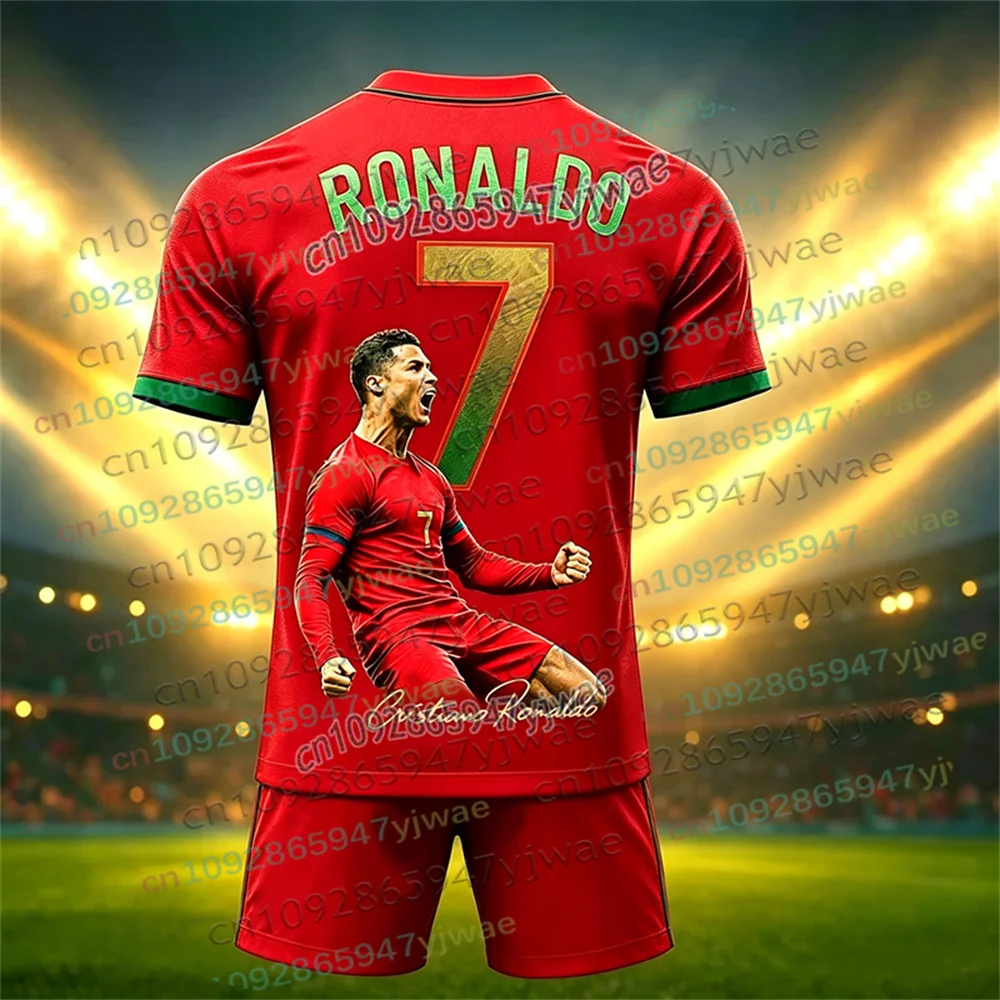 26/27 Sonderedition Kinder-T-Shirt-Set 2-teiliges Set Ronaldo Nr. 7 Fan-Fußballtrikot T-Shirt-Shorts-Set Damen Herren Trainingsanzug 2-teilig – Detail 11