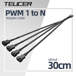 Teucer 12V/4Pin PWM Black/White Adapter Cable 1 to 1/2/3/4 Computer CPU Cooler Fan Splitter PC Chassis Fan Extension Power Cable