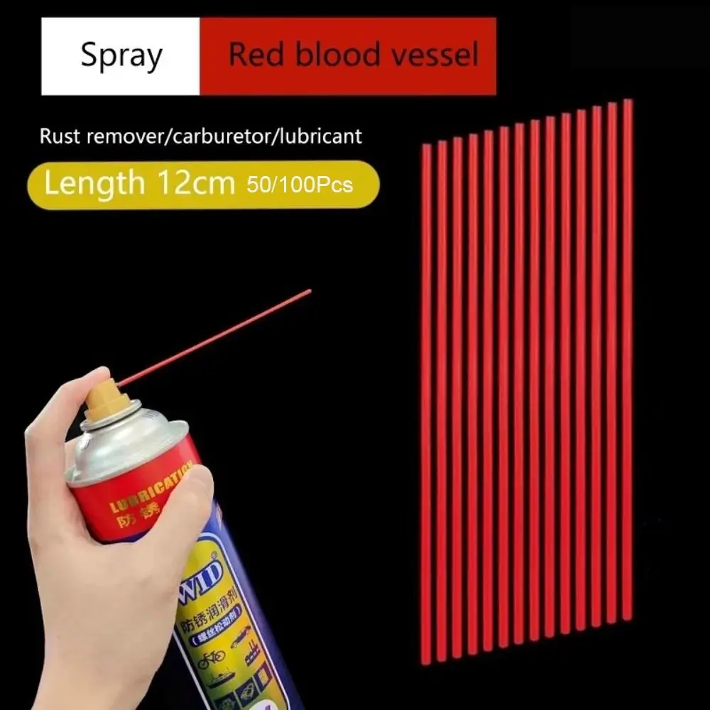 Plastic Tube Spray Can Extension Straw 12cm Length Red Color Rust Remover Straw Extended Replacement Tips Accessories