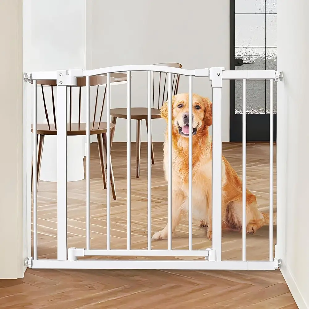 

Ворота для домашних животных Great Gates — прочные стальные ворота для лестниц — самозакрывающиеся двери и 2-ступенчатый замок с защитой от детей — Настенные ворота для собак