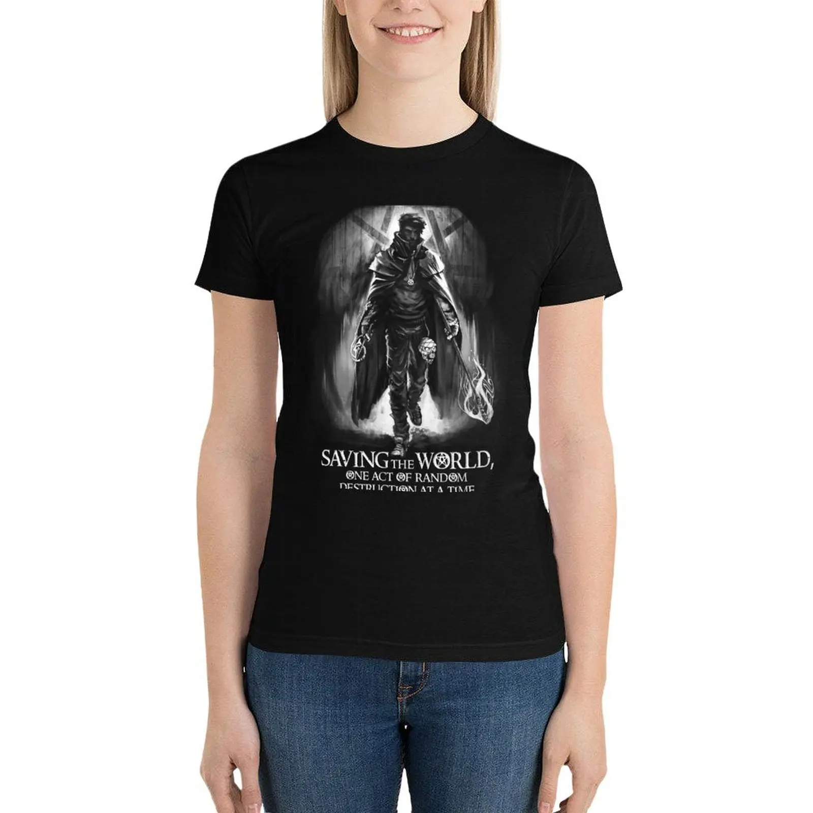 

Saving The World One Act of Random Destruction at a Time T-Shirt summer clothes animal print shirt for girls tops for Women