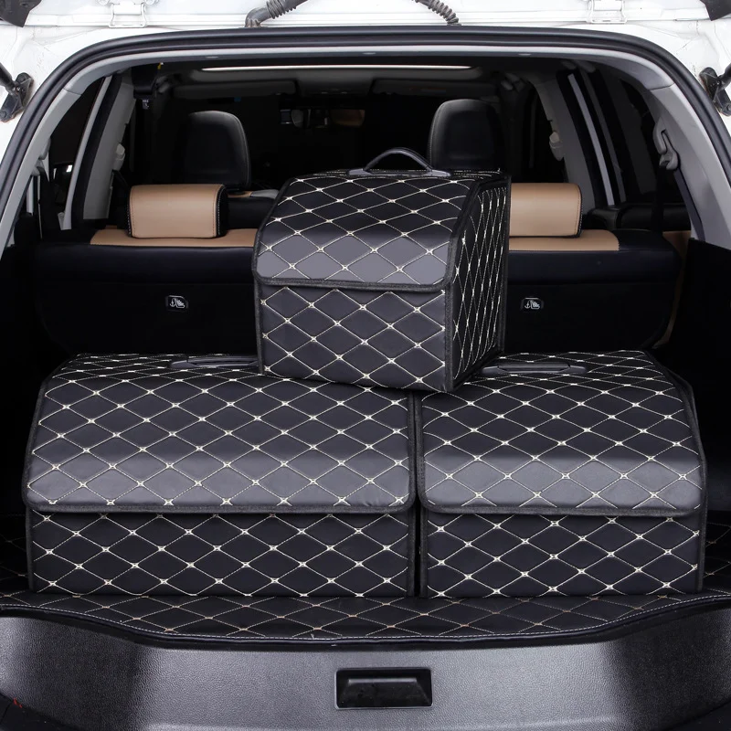 Storage Box PU Leather Multipurpose Collapsible Car Trunk Storage Organizer Car Trunk Organizer Stowing Tidying Auto Accessories