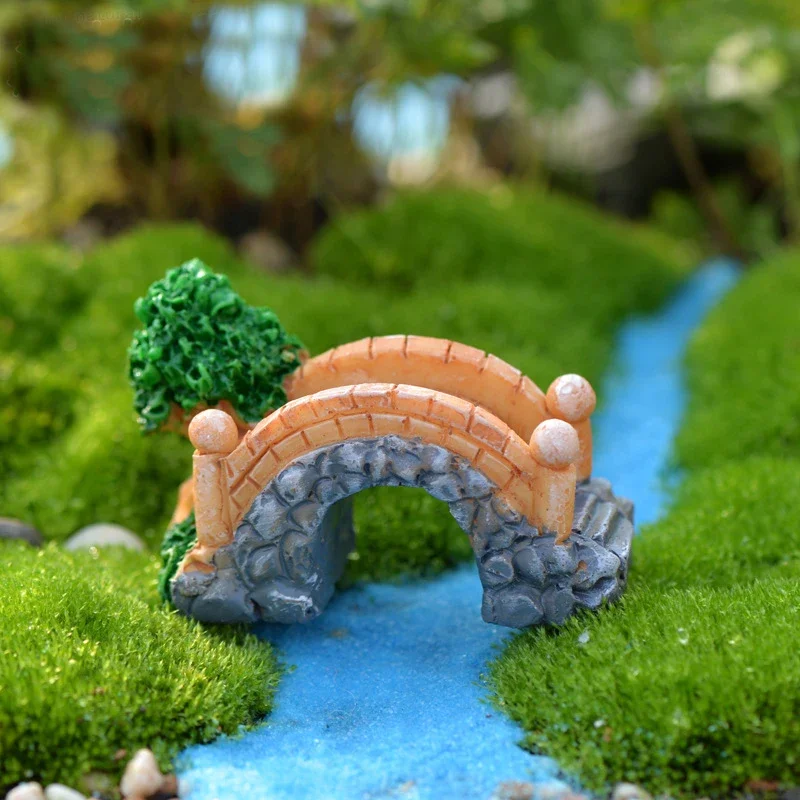 Resin Fantasy Miniatures Stone Arch Bridge Fairy Garden Terrarium Bonsai Landscape Home Decor Crafts DIY Models Plastic Girl Toy