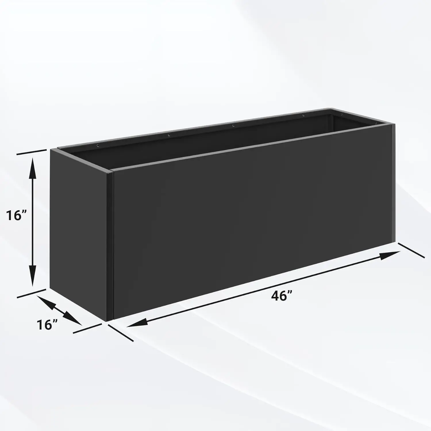 Metal Planter Box 46” x 16” x 16” Tall Planter Box with Removable Insert Shelf Black Steel Planter Box Heavy Duty for Porch