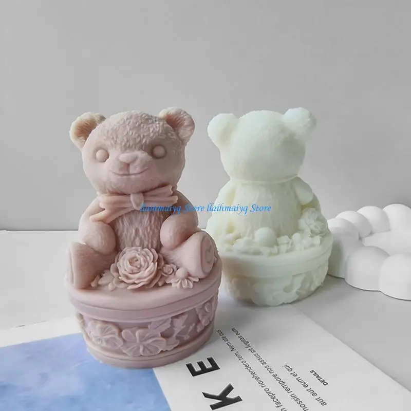 573B لطيف الدب قاعدة الجبس الزخرفة يدويا قالب القالب شمعة شخصية #3