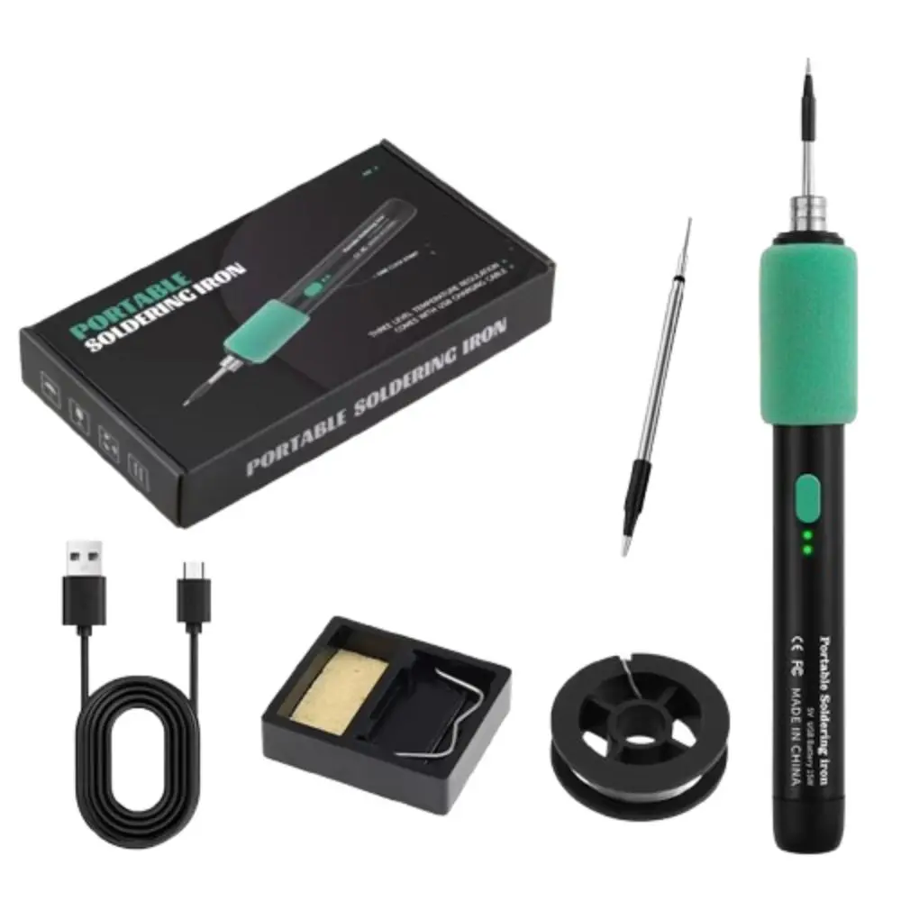 Cordless Mini Small Soldering Iron Set Dual-Use Function 3 Temperature Settings USB Soldering Iron Temperature Adjustment