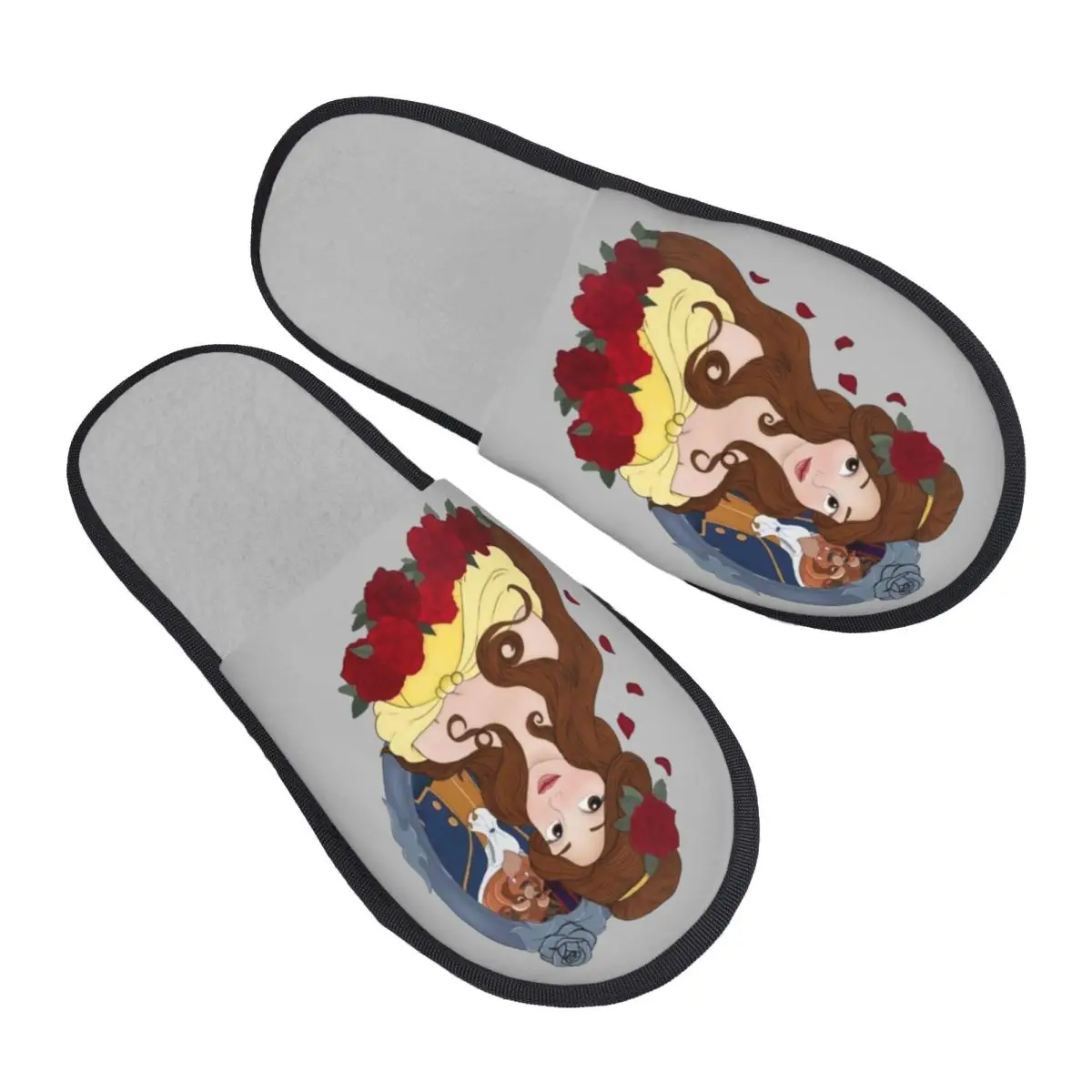 

Домашние тапочки из фильма «Красавица и чудовище» на заказ, женские тапочки без шнуровки из мягкой пены с эффектом памяти, тапочки для спальни