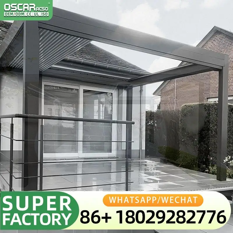 Retractable Louvre Screens for Metal Pergola Roof Adjustable Custom Sizes 16x20 12x16 17x17 20x20 ft for Backyard Patio Garden p