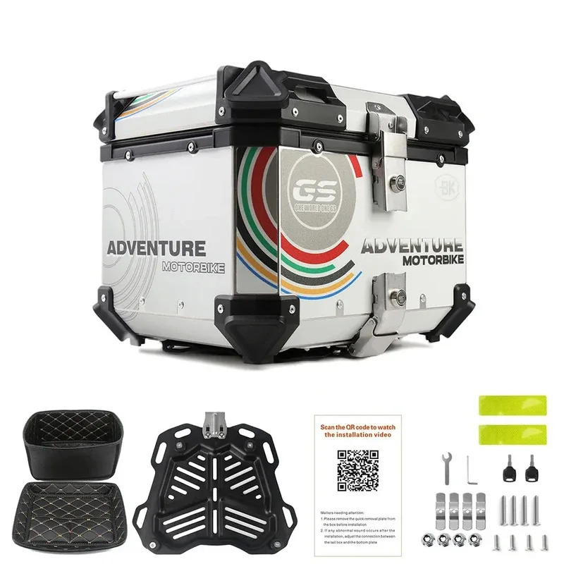 Factory Hot Selling 36L 45L 55L 65L Motorcycle Aluminum Box Universal Moto Top Case Motorcycle Rear Lage Tail Box Helmet Waterpr
