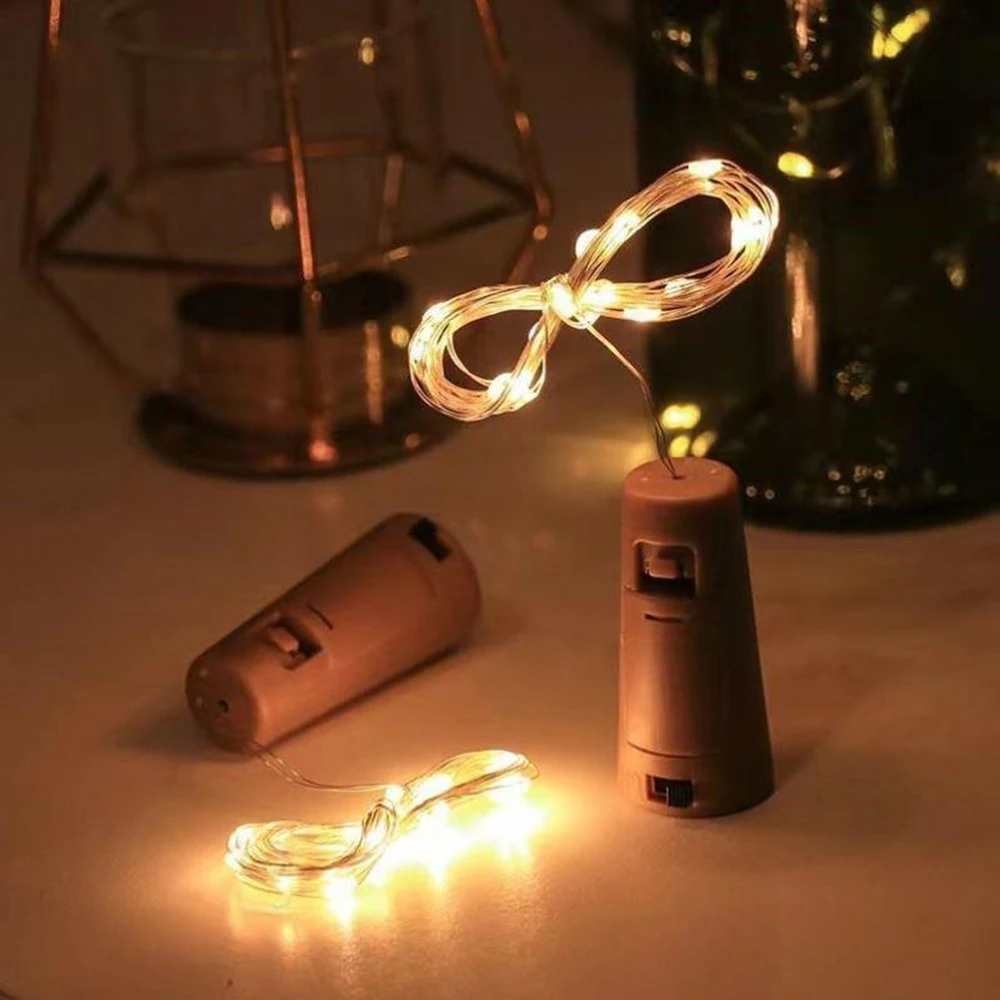 

3/6pcs led wine bottle cork string light Christmas lights garland silvery copper wire Starry fairy light wedding party decor