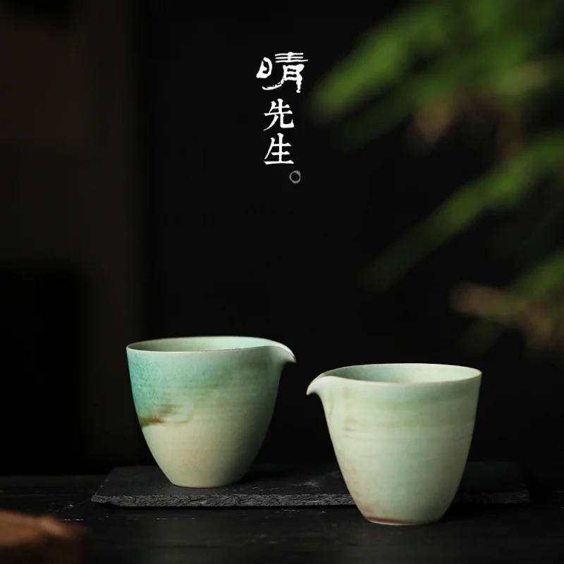 ★Egg-Shell Porcelain Delicate Water Cut-off Pure Handmade Green Pitcher Tea Pot Kung Fu Tea Set Teaware Set Matte Glaze Kiln