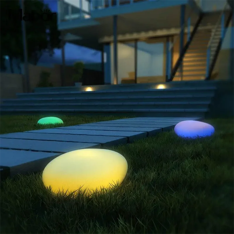 

New LED Rechargeable Pebble Stone Lamp Waterproof RGB Landscape Light Walkway Outdoor Lawn Garden Yard Path Decrative