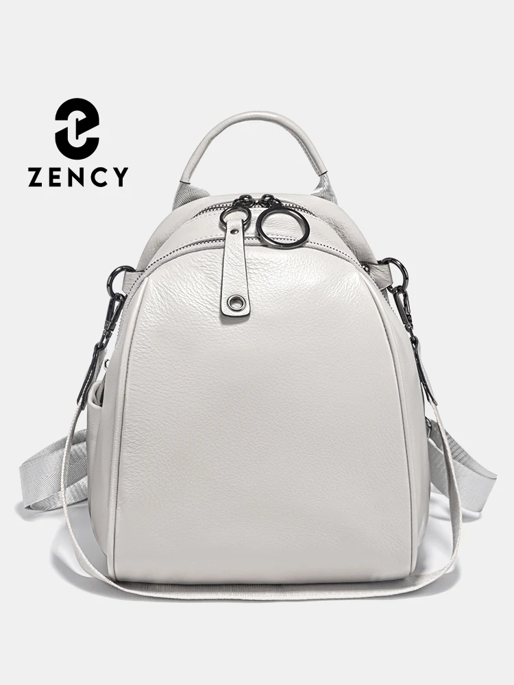 Zency Women's Soft Genuine Leather Travel Backpack Large Capacity Convertible Rucksack Knapsack Multi-compartment Shoulder Bag