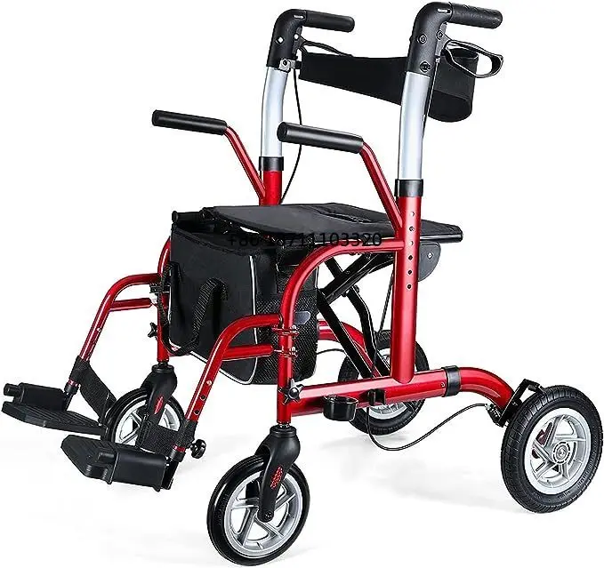 

HCT-9124G Health Home Care Medical Easy-folding Rollator Walker for Seniors Rehabilitation Training Mobility Aids with Seat