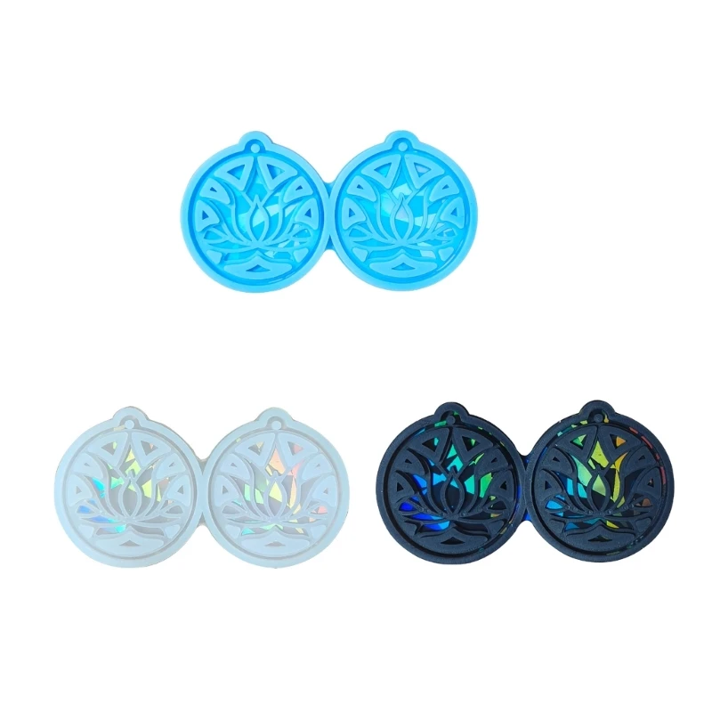 DIY Jewelry Making Molds Easy to Use Lotusflower Shape Pendant Molds Holographic Keychain Pendant Mold Silicone Material