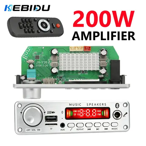 KEBIDU 200W Amplifier Bluetooth MP3 WMA Decoder Board DC 12V 100W Wireless Car Audio MP3 Player TF USB FM Mic DIY Music Player
